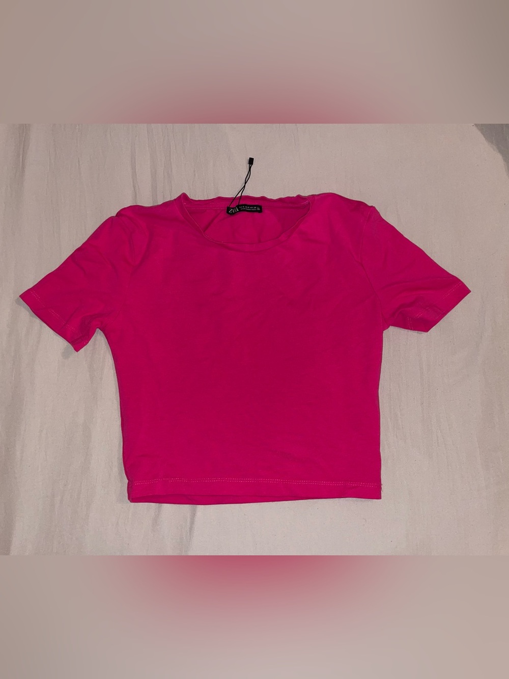 ZARA Hot Pink Short Sleeve Crop Top